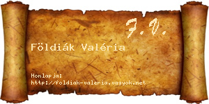 Földiák Valéria névjegykártya